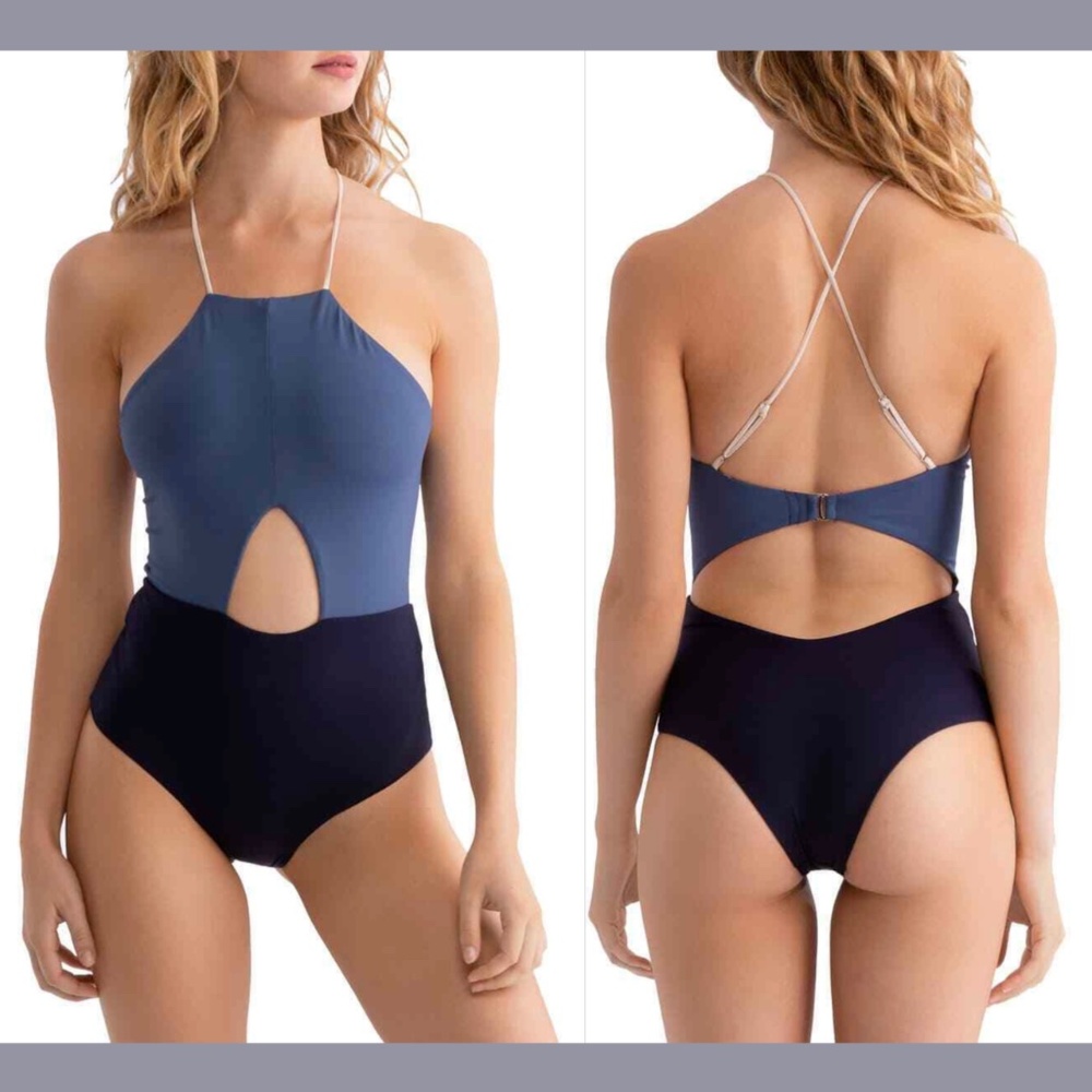 NWT TAVIK [ Small ] Lela Colorblock Cut-Out‎ One Piece Swimsuit in Blue
